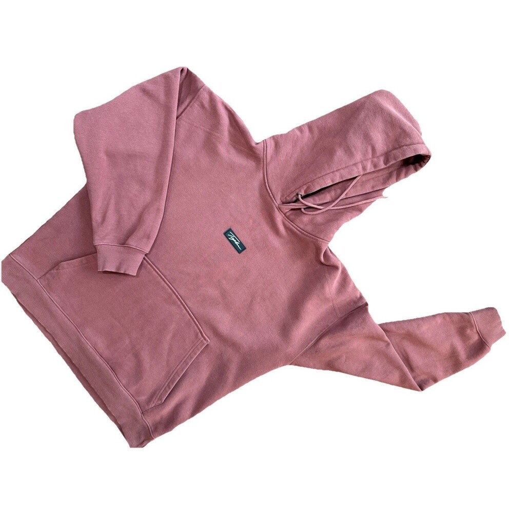 Topman Hoodie Men’s Medium Pullover Muted Rose Logo Patch Kangaroo Pocket Casual